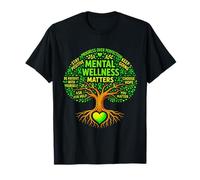 Salute Mentale Benessere Questioni Sostegno Albero E Nastro Verde Maglietta