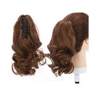 Salute Sintetico, Breve Ondulato Extension per capelli a coda di cavallo, nero-marrone, coda di cavallo, artiglio, mascella, clip nella coda dei capelli per la cura del corpo delle donne (marrone
