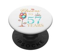 Saluti a 57 Anni, 57 Donne di anni, 57 Compleanno Carino PopSockets PopGrip Adesivo