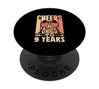Saluti a 9 Anni Matrimonio Giubileo Anniversario Nove PopSockets PopGrip Adesivo
