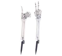 Saluti Funebri Pollice In Su E Segno Di Pace Con Braccia Di Scheletro