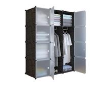 Salutmeuble Armadio modulare, ripiani modulari, organizer per vestiti, armadio modulare, per la casa, scaffale portaoggetti per camera da letto, 6 moduli, 2 bar, 111 x 47 x 147 cm, colore nero