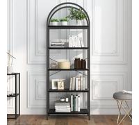 Salutmeuble Open Bookshelf, 5-Tier Arched Display Racks, 70.8 inch Freestanding Bookshelves with Metal Frame, Tall Storage Rack Organizer for Bedroom Living Room Office Home, Black