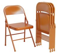 Salutmeuble Set di 4 sedie pieghevoli in acciaio - resistenza 160 kg, impilabili & impermeabili, per interni/esterni (giardino, ufficio, feste) - design leggero antiscivolo, arancione (47 x 50 x 75 cm