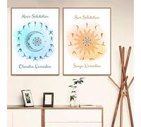 Saluto al Sole & alla Luna Poster - Stampe Celesti Yoga Studio Wall Art Decor - Regalo Canvas Painting 40x50cmx2 Pezzi Senza Cornice