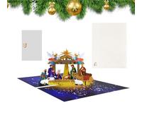 Saluto religioso - Faith Card 3D - d'arte Nativity Elegante Envelope | Dettagli fatti a mano per bambini, donne, uomini, vacanze spirituali, incontro spirituale di compleanno