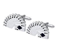 Salutto da Uomo Playing-Cards Gemelli con Scatola Regalo, Ottone, Colore: Silver, cod. YH-854B-1