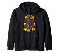Salva i Gorillas Retro Gorilla Conservation Wildlife Sun Felpa con Cappuccio