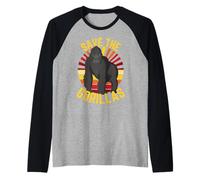 Salva i Gorillas Retro Gorilla Conservation Wildlife Sun Maglia con Maniche Raglan