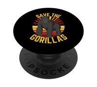 Salva i Gorillas Retro Gorilla Conservation Wildlife Sun PopSockets PopGrip Adesivo