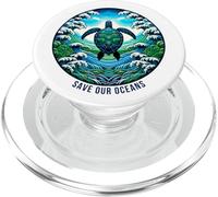 Salva i nostri oceani Tartaruga Opera d'arte - Ocean Conservation Design PopSockets PopGrip per MagSafe