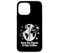Salva il pianeta Caffè Minimal Earth Space Humor Design Custodia per iPhone 13 Pro Max