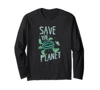 Salva Il Pianeta Turtle Earth Cambiamento climatico Riscaldamento Globale Maglia a Manica