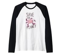 Salva Il Pianeta Turtle Earth Cambiamento climatico Riscaldamento Globale Maglia con Maniche Raglan