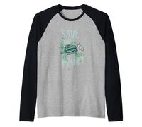 Salva Il Pianeta Turtle Earth Cambiamento climatico Riscaldamento Globale Maglia con Maniche Raglan