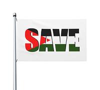Salva il testo con la Palestina sullo sfondo Bandiere per esterni 3x5 piedi Bandiera in poliestere resistente bifacciale per casa, cortile, festival, decorazioni per esterni, bandiere di benvenuto