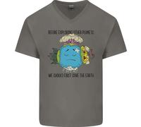 Salva La Terra Cambiamento Climatico Ambiente Maglietta In Cotone A V Per Uomo