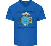 Salva La Terra Cambiamento Climatico Ambiente Maglietta In Cotone A V Per Uomo