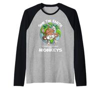 Salva la Terra È l'unico Pianeta con Scimmie Simpatica Scimmia Maglia con Maniche Raglan