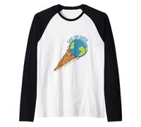 Salva la Terra, Solo Luogo con Gelato, Pace Nessun Pianeta B Maglia con Maniche Raglan