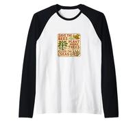 Salva Le api Pianta più Alberi Pulisci i Mari Natura Eco Maglia con Maniche Raglan