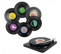 Salva sottobicchieri per bevande - Records in vinile Coaster - Tates per bevande in gomma antiscivolo | Set di 4 protezioni per bevande rotonde durevoli | Impermeabile