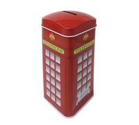 Salvadanaio a forma di cabina telefonica, cassetta postale, francobolli, guardia reale britannica. Salvadanaio originale in latta con coperchio. Salvadanaio grande in metallo lattina (16 x 7 cm
