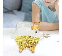 Salvadanaio a forma di maiale in vetro trasparente, simpatico salvadanaio,