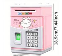 Salvadanaio a forma di maialino con impronta digitale realistica, cassaforte automatica per il contante con codice password, salvadanaio, regalo di compleanno Tagli UnicaAnimale,Grafico,LettereABS