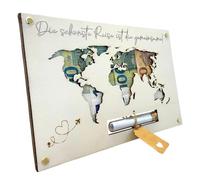 Salvadanaio a Forma Di Mappa Del Mondo, Regali di nozze per Coppia di Sposi, Mappa del Mondo in Legno, Regalo di Soldi del Mondo, Cornice Portafoto Regalo di Nozze di Denaro Personalizzato
