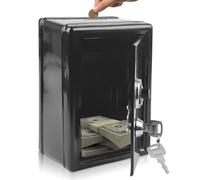 Salvadanaio a forma di salvadanaio, cassaforte con chiave, salvadanaio, sicurezza Metal Money Bank con chiave (18 x 12 x 10 cm)