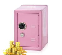 Salvadanaio a forma di salvadanaio con scomparto per denaro, mini cassaforte, in metallo, con 2 chiavi, risparmio di denaro, altezza 18 cm, lunghezza 12 cm, larghezza 9,5 cm, cassa risparmio per