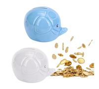 Salvadanaio Bambini, Mengger 2 Pezzi Baby Elephant Money Box Ceramica,Moneta Salvadanaio,Mini Salvadanaio Bambini, Cartoon Salvadanaio per Monete Banconote Come Giocattolo Decorazione Regalo (Bianco B