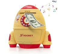 Salvadanaio Bambini, Salvadanaio Elettronico con Touchscreen e simulato Impronta Digitale Giochi Bambini 3-12 Anni Regalo Bambino Cassaforte Salvadanaio Bancomat per Bambini(giallo)