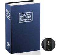 Salvadanaio/cassaforte a forma di dizionario con lucchetto a combinazione, portatile, ideale per riporre i soldi, Blue, medium