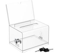 Salvadanaio con chiave,cassetta delle donazioni con serratura, cassetta delle donazioni,versatile contenitore per la raccolta di biglietti da visita(16×10 ×12 cm) per voto anonimo,risparmio bianco