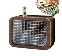 Salvadanaio con contatore, salvadanaio per adulti, vaso di denaro in legno acrilico riutilizzabile, salvadanaio multifunzionale con di risparmio, banca di monete decorativa per ragazzi
