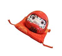 Salvadanaio Daruma in Ceramica Rosso con Cuscino per Monete