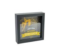 Salvadanaio Decorativo 'Per Una Serata Speciale', Cornice Nera 16x16 cm, Design Dorato