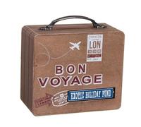 Salvadanaio decorativo, valigia da viaggio in legno, ritorno al mondo, vacanze, ruota per indicare il viaggio desiderato, Autralia, isola desesta, Exotic Holidays 15x15x7cm (valigia Bon Voyage)