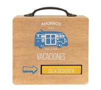 Salvadanaio decorativo, valigia da viaggio in legno, ritorno al mondo, vacanze, ruota per indicare il viaggio desiderato, Autralia, isola desesta, Exotic Holidays 15x15x7cm (valigia vacanza)
