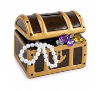 Salvadanaio dipinto a mano come scrigno del tesoro con perle e brillantini, ideale come confezione per regali in denaro o come tesoro dei pirati per il compleanno