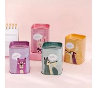 Salvadanaio e portapenne in stile romantico a tema animali della foresta, in metallo. Salvadanaio in metallo di grande capacità con motivi romantici di lupo, orso e cervo. Portapenne multifunzionale.