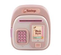 Salvadanaio educativo con impronta digitale con funzione di blocco automatico e ampio spazio per giovani risparmiatori (rosa-A)