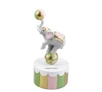 SALVADANAIO Elefante giocoliere celeste in resina 17 cm idea BOMBONIERA 1FGV