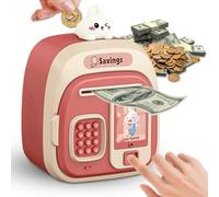 Salvadanaio Elettronico, Cassaforte Bambini Salvadanaio Bambina ATM con Password con Musica, Funzione di Sblocco con Impronta Digitale, Regalo per Bambini 3 ai 12 Anni