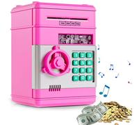Salvadanaio elettronico Cassaforte per bambini dai 3 anni in su, codice password, cassaforte ATM con modalità musica, salvadanaio digitale per bambini (ROSSO)