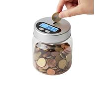Salvadanaio Elettronico Digitale Contamonete Trasparente con Display LCD per Euro Barattolo Contatore Automatico di Monete da 1 cent a 2 Euro Conta Soldi Salvaspazio Idea Regalo