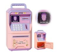 Salvadanaio Elettronico per Bambini, Cassaforte Salvadanaio Elettronico con Codice, Mini Bancomat per Bambini con Musica, ATM Digitale Automatico Regalo di Compleanno per 3-12 Anni(Rosa)