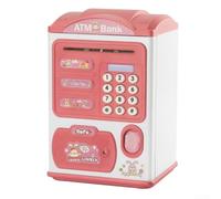 Salvadanaio elettronico per bambini, simulazione bancomat con induzione automatica e blocco delle impronte digitali, scatola di risparmio di grande capacità con password di sicurezza, rosa